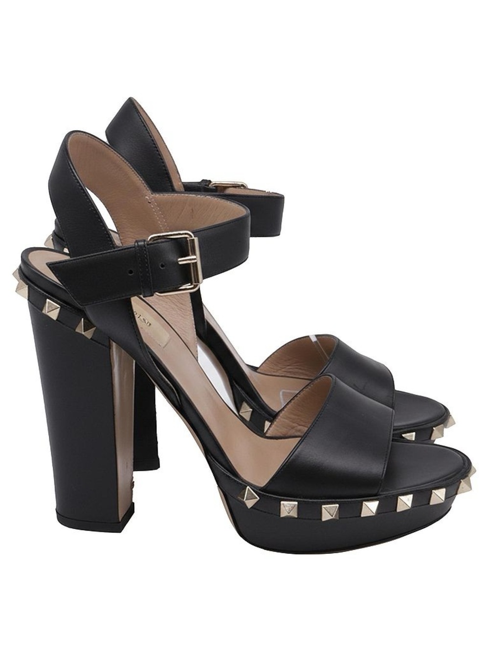 Valentino Rockstud Black Leather Platform heels 38EU